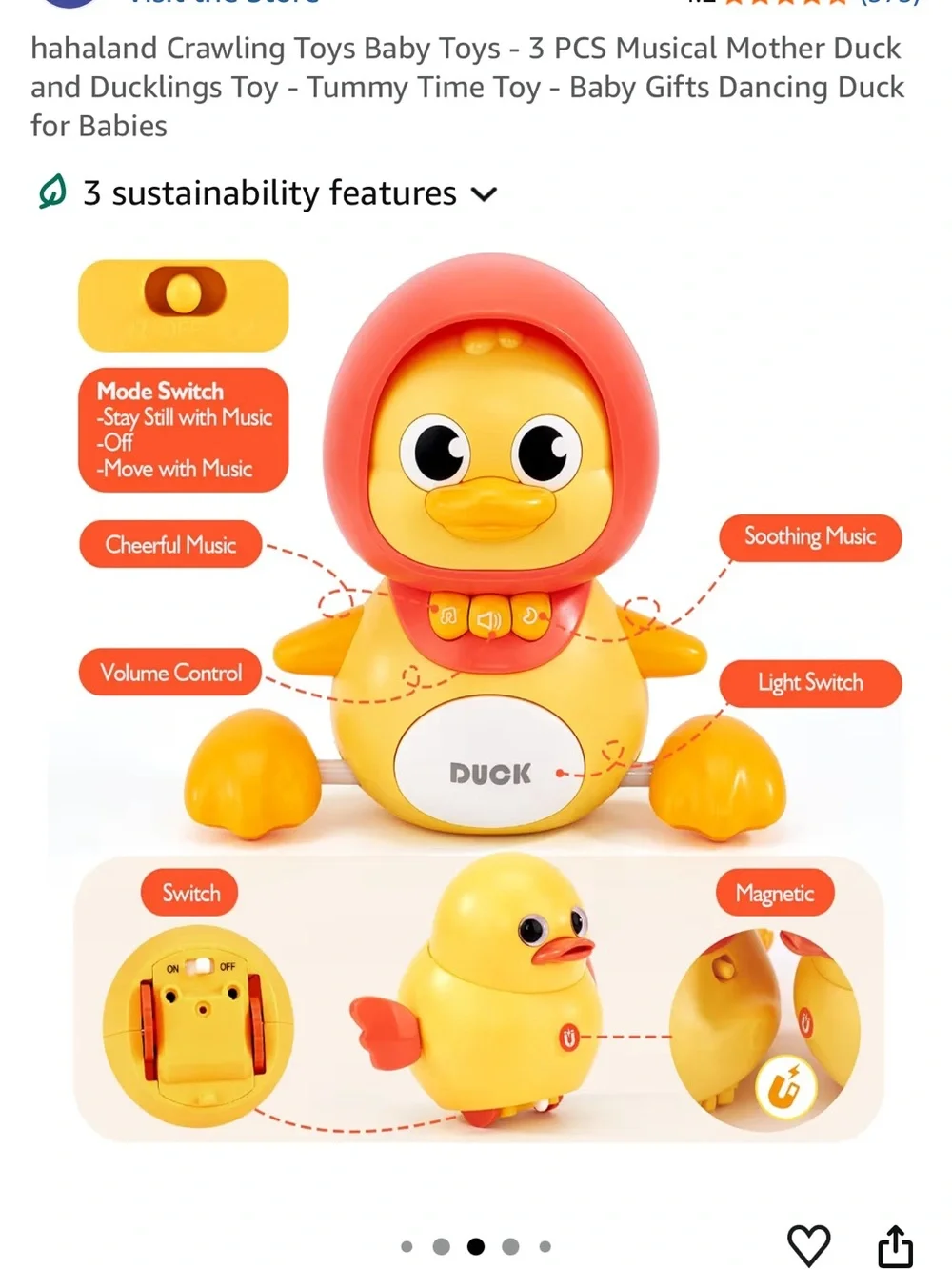 waddling magnetic ducks tummy time baby toy